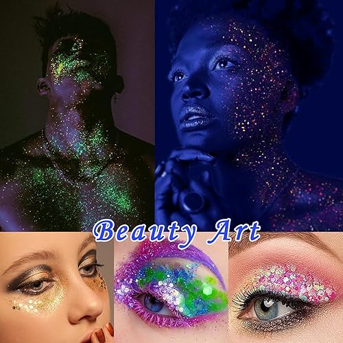 Miniatura 5 de SEISSO Polvo que brilla en la oscuridad, 12 colores, tinte de resina epoxi, pigmento luminoso con purpurina en polvo, seguro de larga duración para