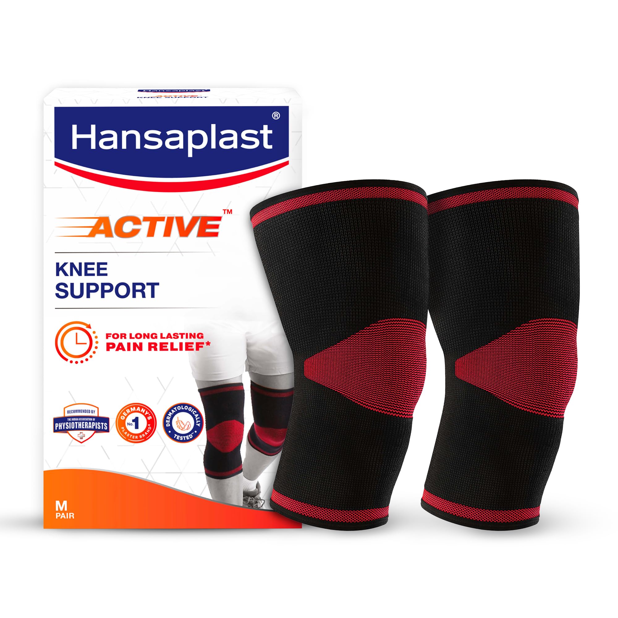 Hansaplast Active Knee Support for Men & Women| Pair | Size M |Knee Brace for Long Lasting Pain Relief, Stability & Targeted Compression|Skin Friendly Knee Cap with Breathable Material & Comfortable Fit| Walking, Jogging, Gym (B0CMQ3Z9NW) Amazon Price History, Amazon Price Tracker