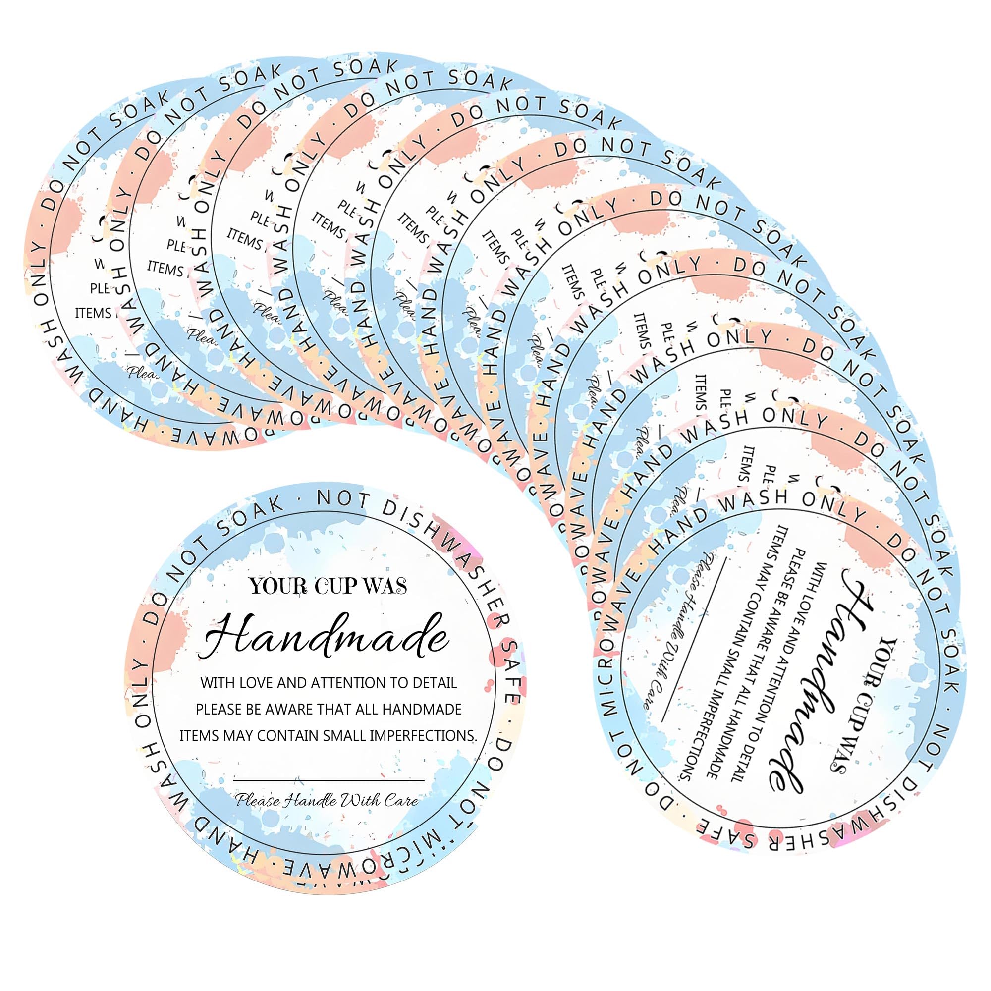 200Pack Cup Care Instructions Cards - 2.5 Inch Tumbler Cleaning Cards - Business Mug Customer Directions Reminder Insert