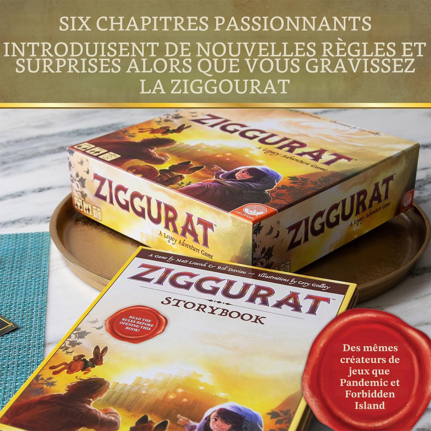 MindWare Ziggurat Jeu d'aventure familial coopératif par Matt Leacock et Rob Daviau, illustré par Cory Godbey à partir de 8 ans