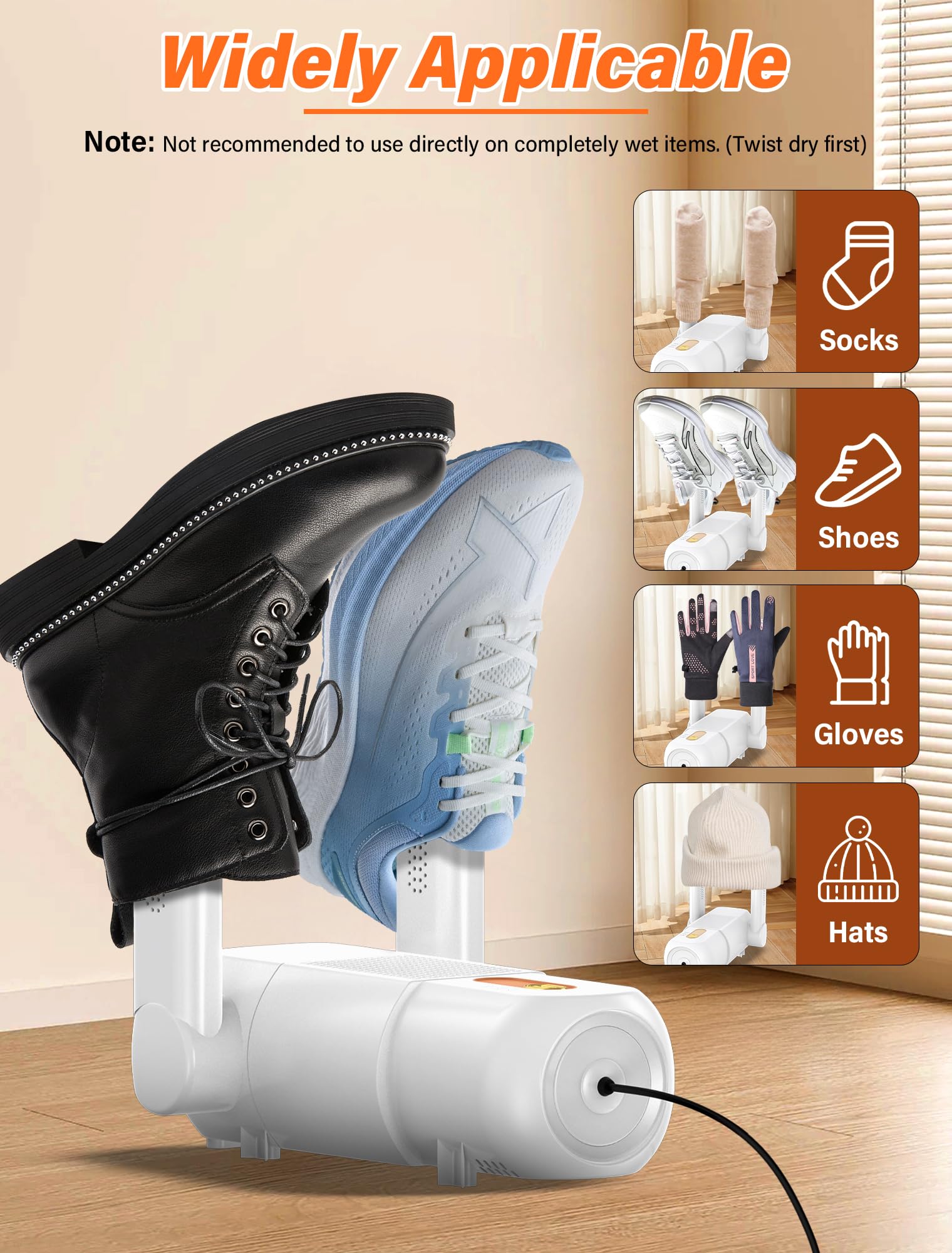 Aissom Asciuga Scarponi, Asciuga Scarpe Elettrico Asciugascarpe con Timer 120mins, Asciuga Stivali Asciuga Scarponi regolabile a 90°, Luce Violetta per scarpe, guanti, cappelli, calze