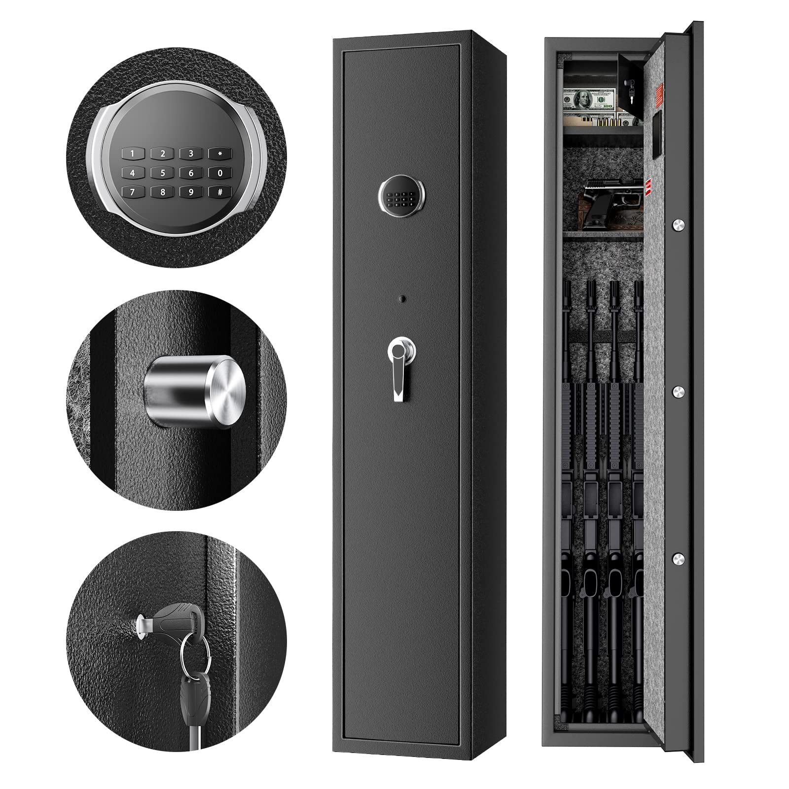 H HUKOER Rifle Safe, Gun Safes for Home Rifle and Pistols, Quick Access