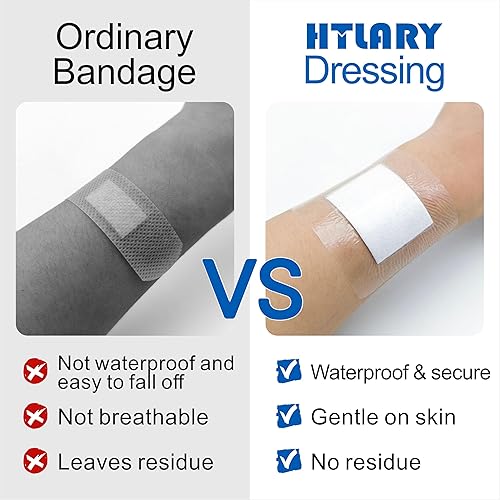 Miniatura 8 de Apósito de película transparente impermeable con almohadilla absorbente, paquete de 50 vendajes adhesivos estériles para heridas postquirúrgicas,