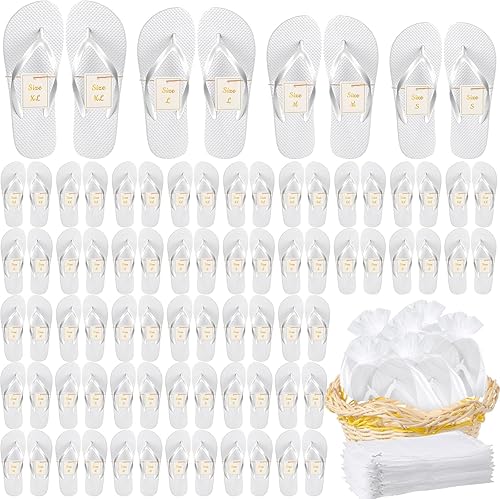 Bonuci 60 pares de chanclas a granel para invitados de boda, pantuflas de hotel, invitados, spa, regalos de boda, sandalias con tarjetas de tamaño,
