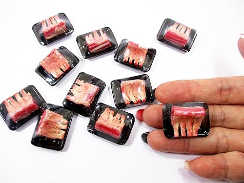 Miniatura 7 de Casa de muñecas Alimentos en miniatura Costillas crudas Cerdo Carne Supermercado Alimentos Pack Bandeja 16721