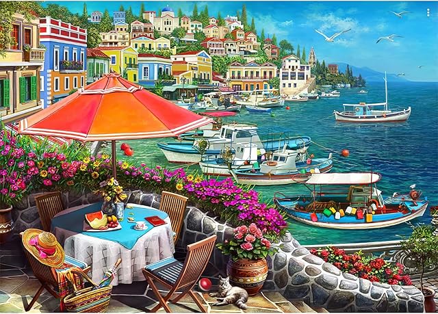 DAERLE 5D Landscape Diamond Painting Kits for Adults Kids, DIY Seaside Diamond Painting Kits, Round Full Drill Animal Diamond Art Kits Gem Diamond Art Painting Picture Art Home Wall Decor 15.7x11.8in