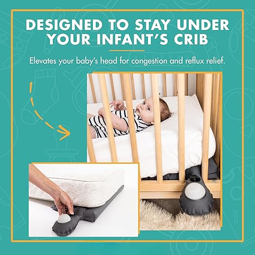 Miniatura 8 de Almohada inflable de cuña para aliviar el cólico del bebé: cuña para dormir totalmente ajustable para ayudar con el reflujo ácido, ERGE, alergias y