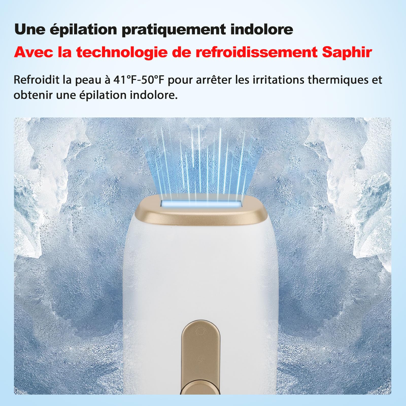 D'épilation À Lumière Pulsée IPL Avec Refroidissement Saphir | 5 Niveaux D'énergie, Grande Fenêtre Lumineuse, Lunettes De Protection, Rasoir Et Boîte De Rangement Pour Femme Et Homme