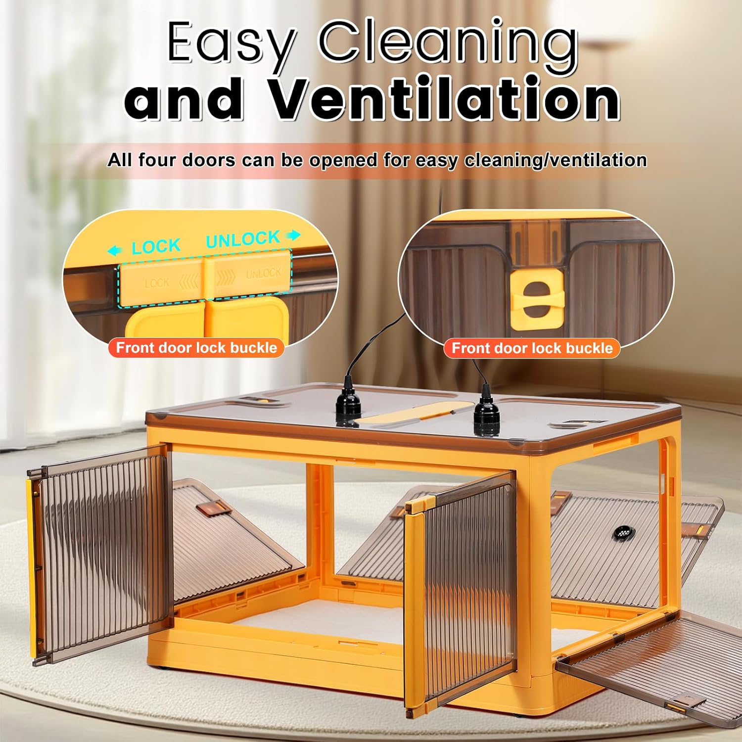 142L Chicken Brooder Box for Chicks Kit with Heater Chicks Warmer Brooder Plate Ducks Tent Pen Thermometer for 30 Ducks Bedding Indoor Quail Brooder (142L)