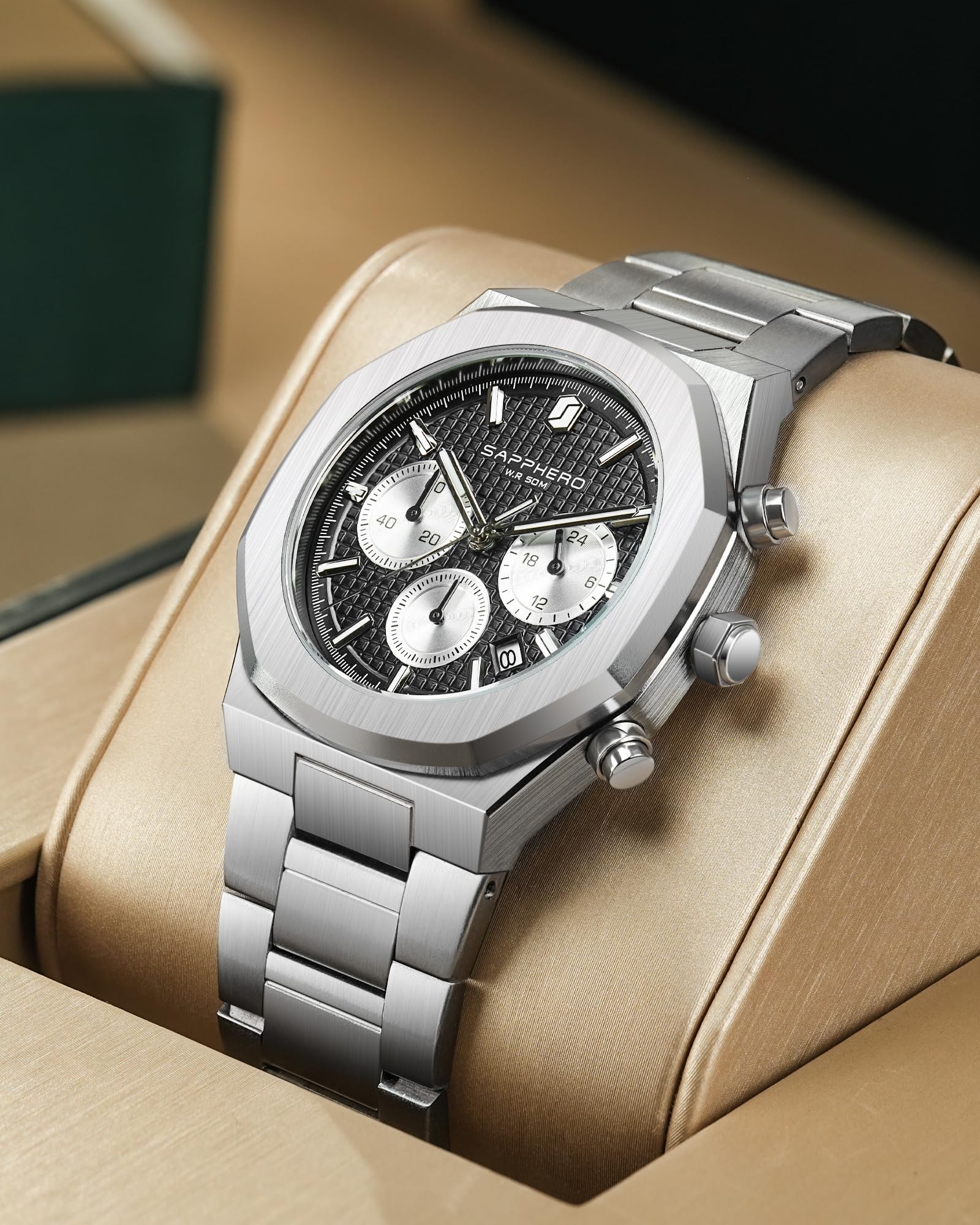 SAPPHERO Uhren Herren Uhren für Männer Luxus Herrenuhr wasserdichte Herrenarmbanduhr Business Datum Sport Zeit Mode Edelstahl