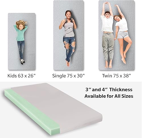 Miniatura 3 de Cubrecolchón de espuma viscoelástica de 4 pulgadas con cremallera resistente al agua, colchón enrollable para piso, colchonetas de dormir para