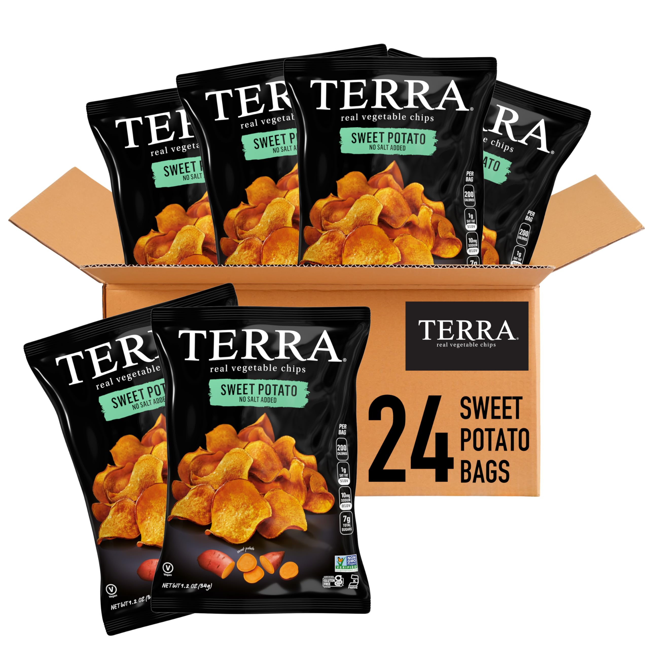 TERRA Sweet Potato Chips, No Salt Added, 1.2 oz. (Pack of 24)