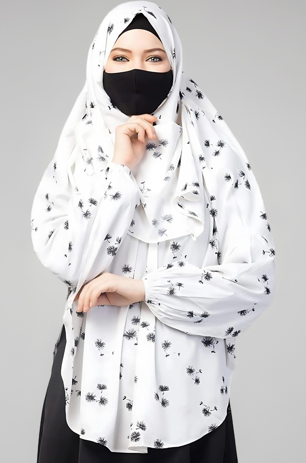 3Pc. Crepe Printed Khimar