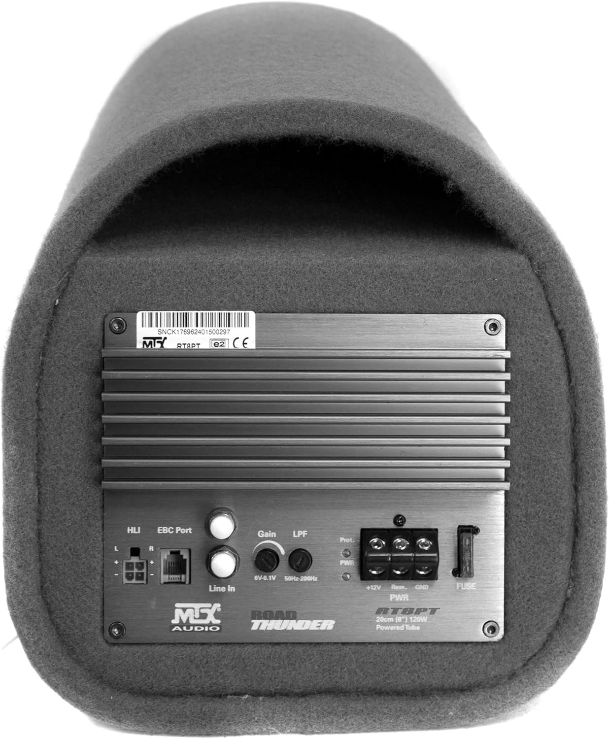 MTX Audio RT8PT 8 Inch 240 Watt Car Loaded Universal Powered High Performance Amplified Tube Box Vented Subwoofer Enclosure, RCA Connectivity