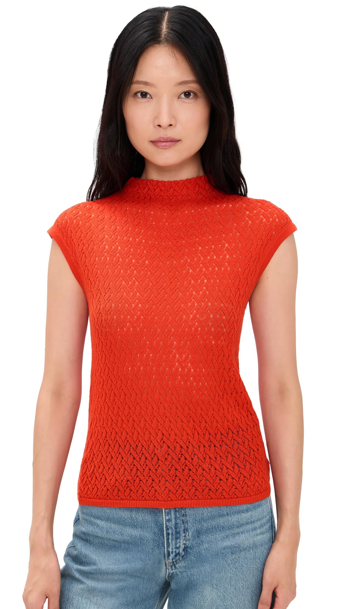 rag bone Womens Tana Merino Cap Sleeve Sweater