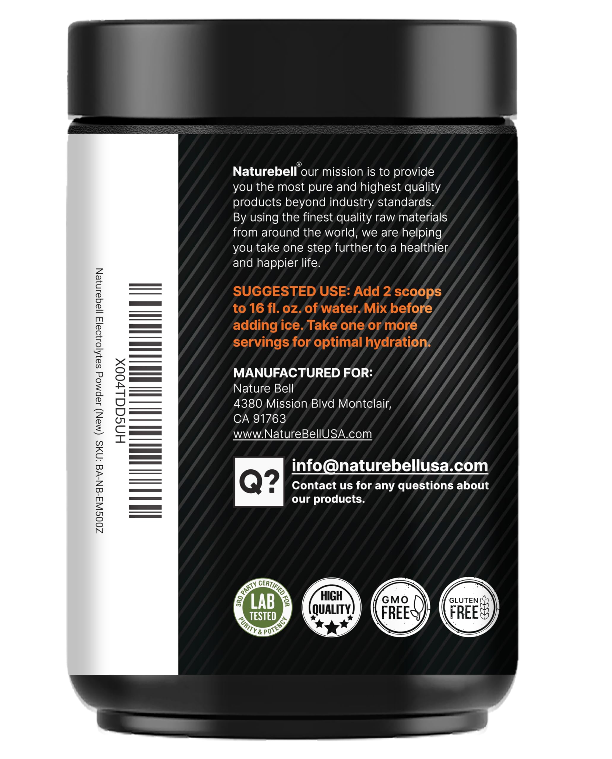 Sport Electrolytes Powder No Sugar, 500g (52 Servings) | Electrolyte Hydration Drink Mix with Sodium, Potassium, Magnesium, L-Glutamine, Beta Alanine, & Coconut Water – Passion Fruit & Mango Flavor — Amazon image 7