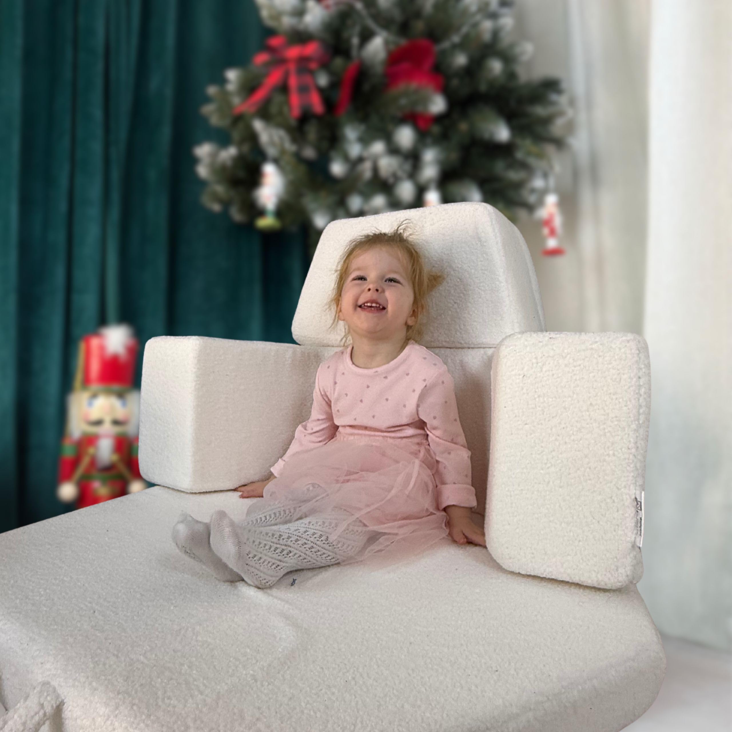 Flumi Sofa modułowa piankowa dla dzieci, zestaw plac zabaw Montessori, klocki XXL (kremowy)