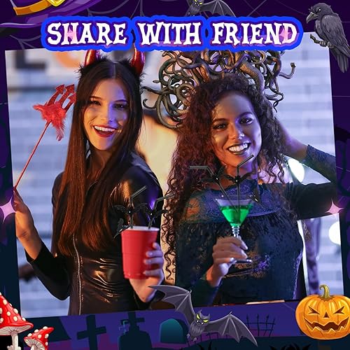 Miniatura 2 de Bokon Juego de 200 pajitas de murciélago negras para Halloween, desechables, de plástico, pajitas de Halloween para beber fiesta de Halloween,
