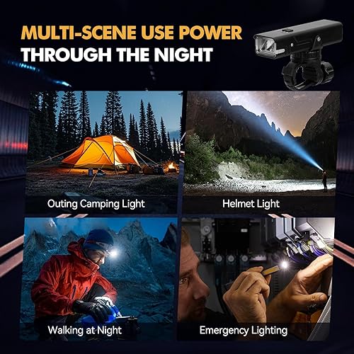 Miniatura 7 de Faro delantero de bicicleta de 1000 lúmenes, luz brillante para bicicleta con lente antiniebla amarilla, recargable USB-C con indicador de batería,