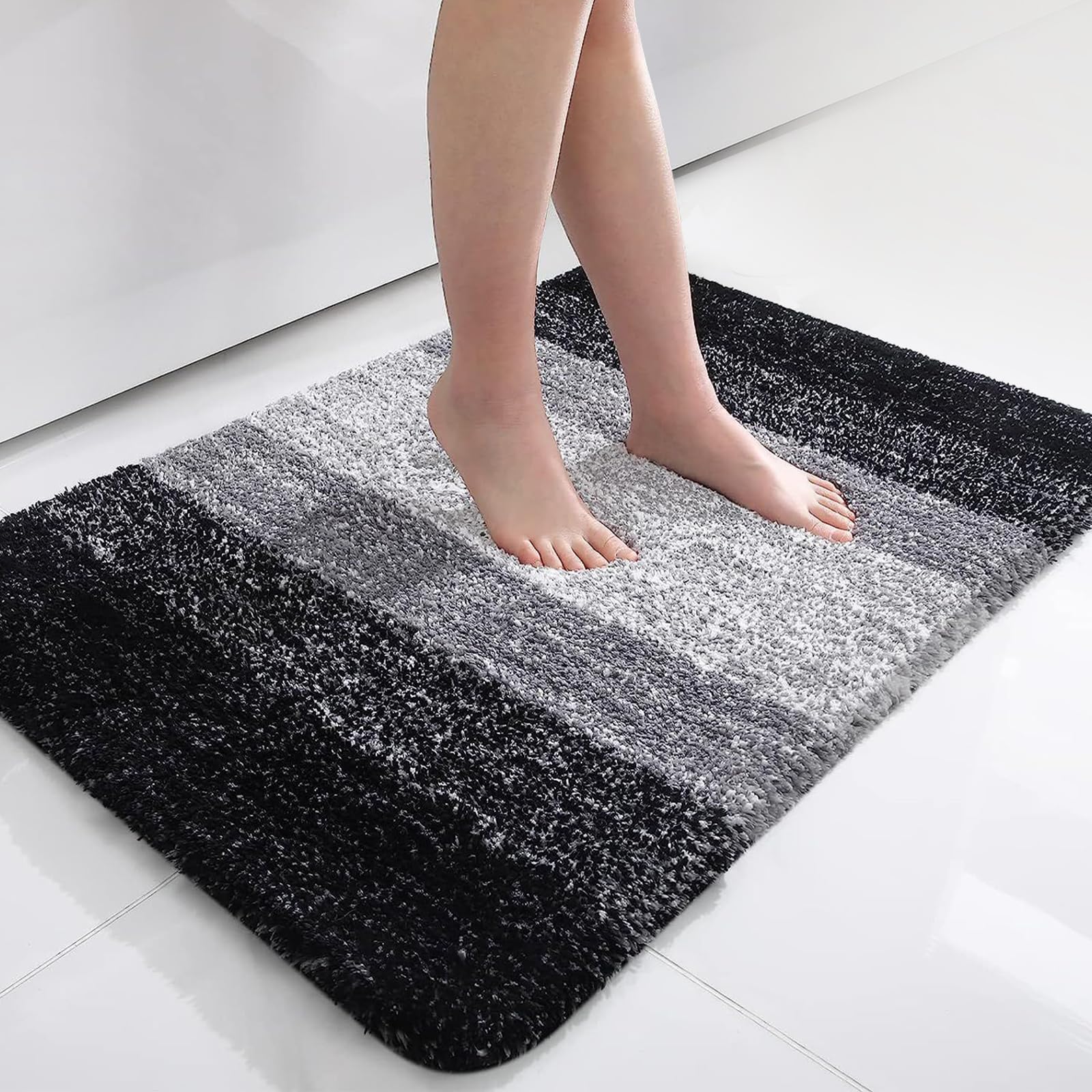 AMFUN 60 x 90 cm Door Mat Indoor, Super Absorbent Doormats,Machine Washable Floor Mats,Dirt Trapper Door Mat,Non-slip Dog Door Mat,Entry Rug for Front Door,Back Door(Splicing-Gray)