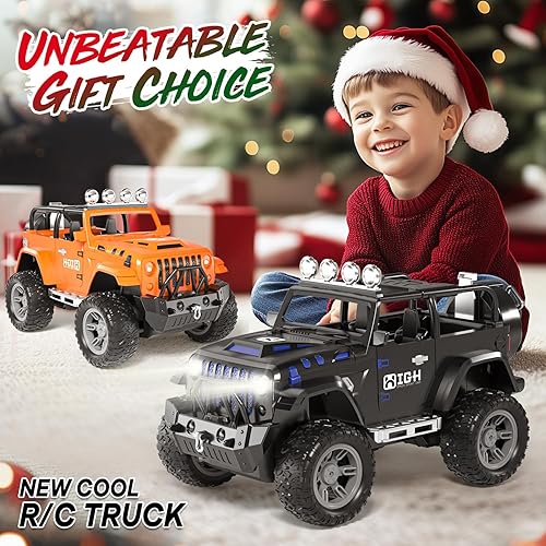 Miniatura 7 de Auto de control remoto 116 con aerosol, luces y sonido, camión de control remoto de 2.4 GHz para niños y niñas, Jeep de automóvil RC todo terreno,