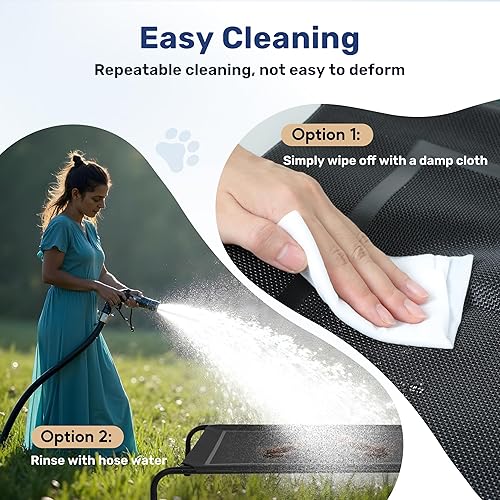 Miniatura 3 de YSSOA Cama elevada transpirable y refrescante para perros, patas antideslizantes, marco de metal, interior y exterior, perros grandes, 60 x 37 x 9