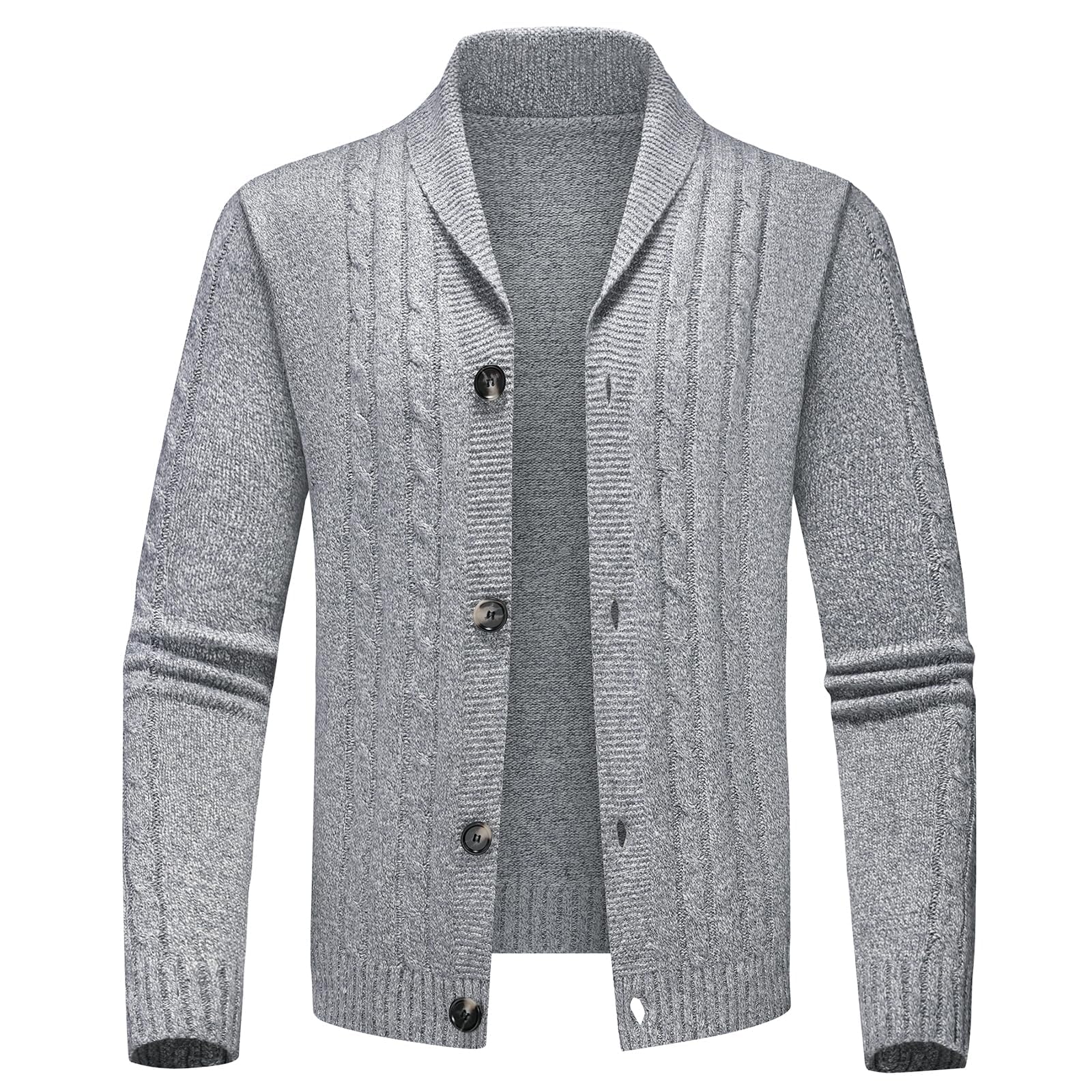 Cardigan Gilet Homme avec Boutons pour Hiver Chaud Col Châle Pull Veste en Maille Chandail Chaud Slim Fit Épais Tricot Polaire