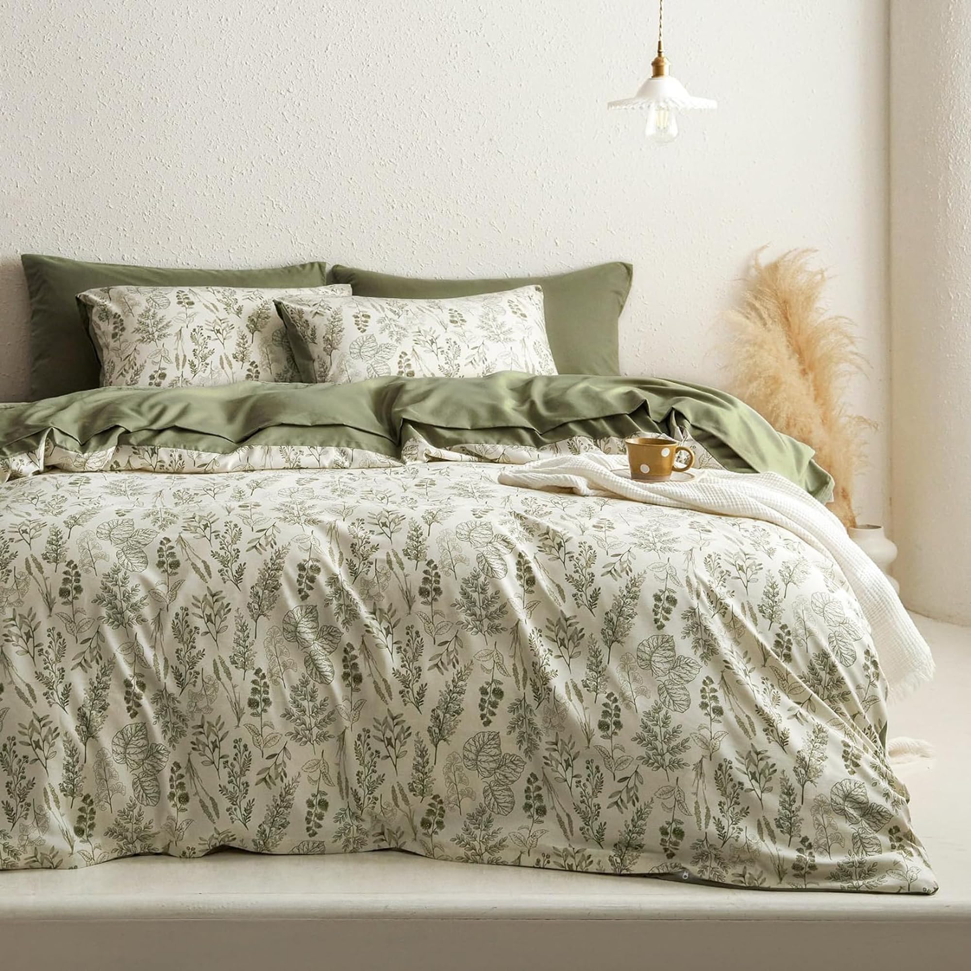 BOLINLIVING Floral Duvet Cover Set Full, Vintage Botanical Comforter Cover