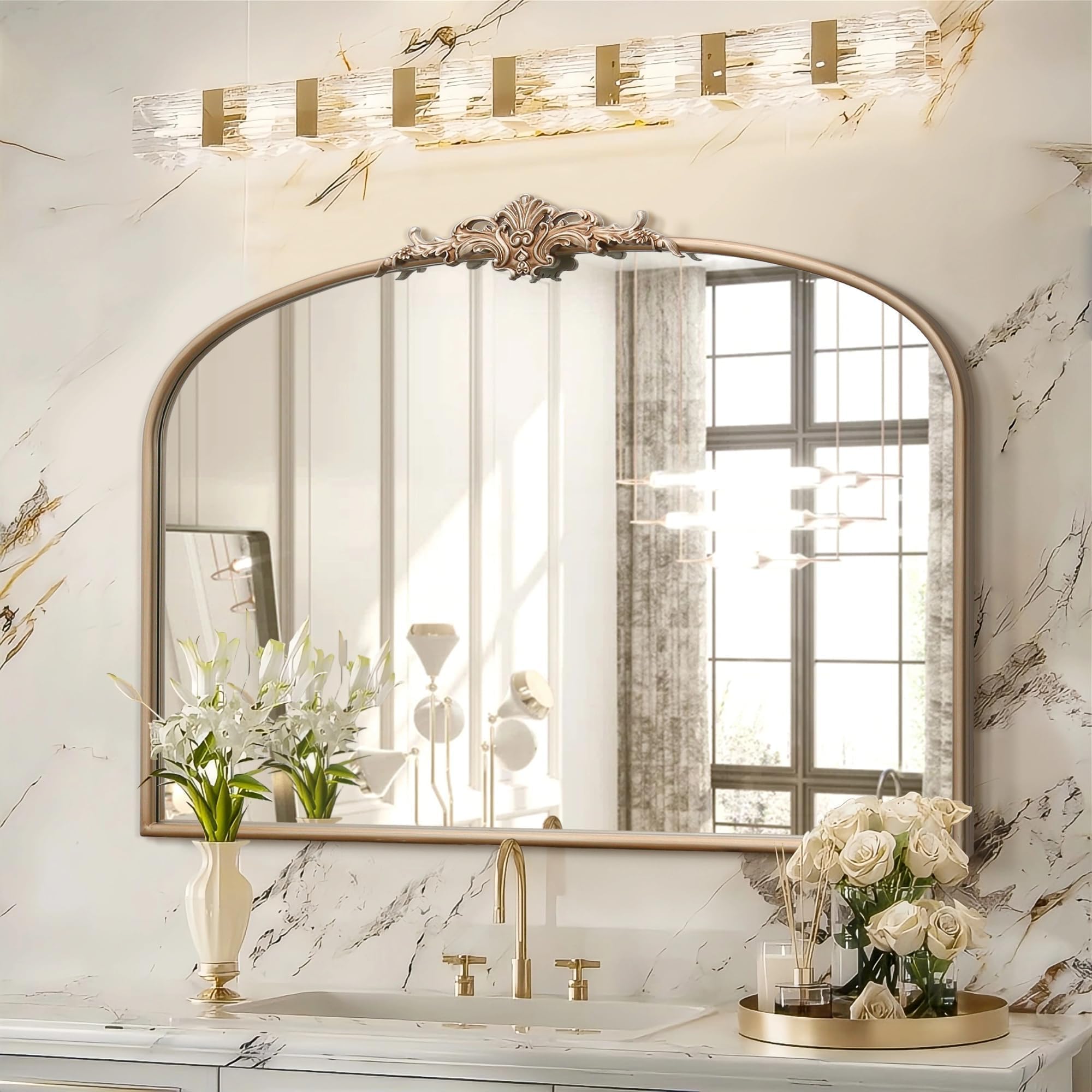 Amazon.com: Besdomus Arched Vintage Gold Mirror: 40