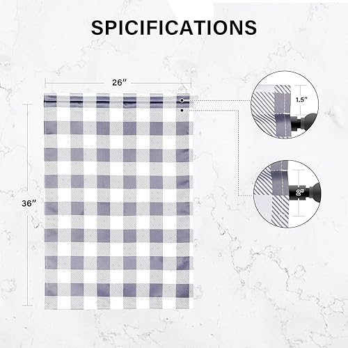 Miniatura 3 de Simple Deluxe Buffalo Check - Cortinas de cocina a cuadros, cortina pequeña a cuadros para ventanas de media cafetería, 26 pulgadas de ancho x 36