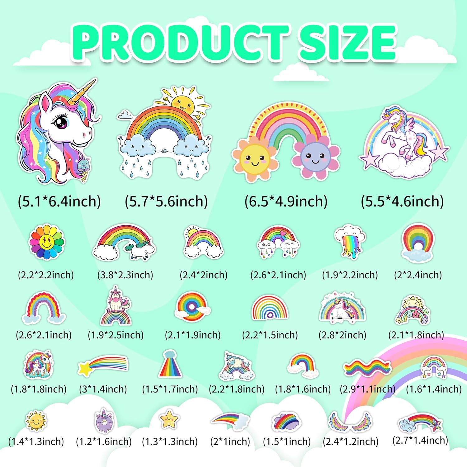 Glow in The Dark Unicorn and Rainbow Wall Decals, Stars Stickers for Baby Girls Room, Luminous Ceiling Decor for Bedroom Playroom Nursery - Image 7