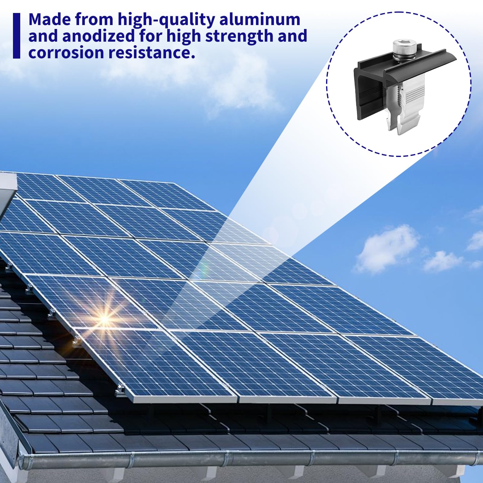 8 Piezas Soporte de Montaje de Panel Solar Soporte Placas Solares Soportes Placas Solares de Abrazadera de Aluminio con Tuercas y Tornillos para Autocaravana Bbarco Coche Camiones