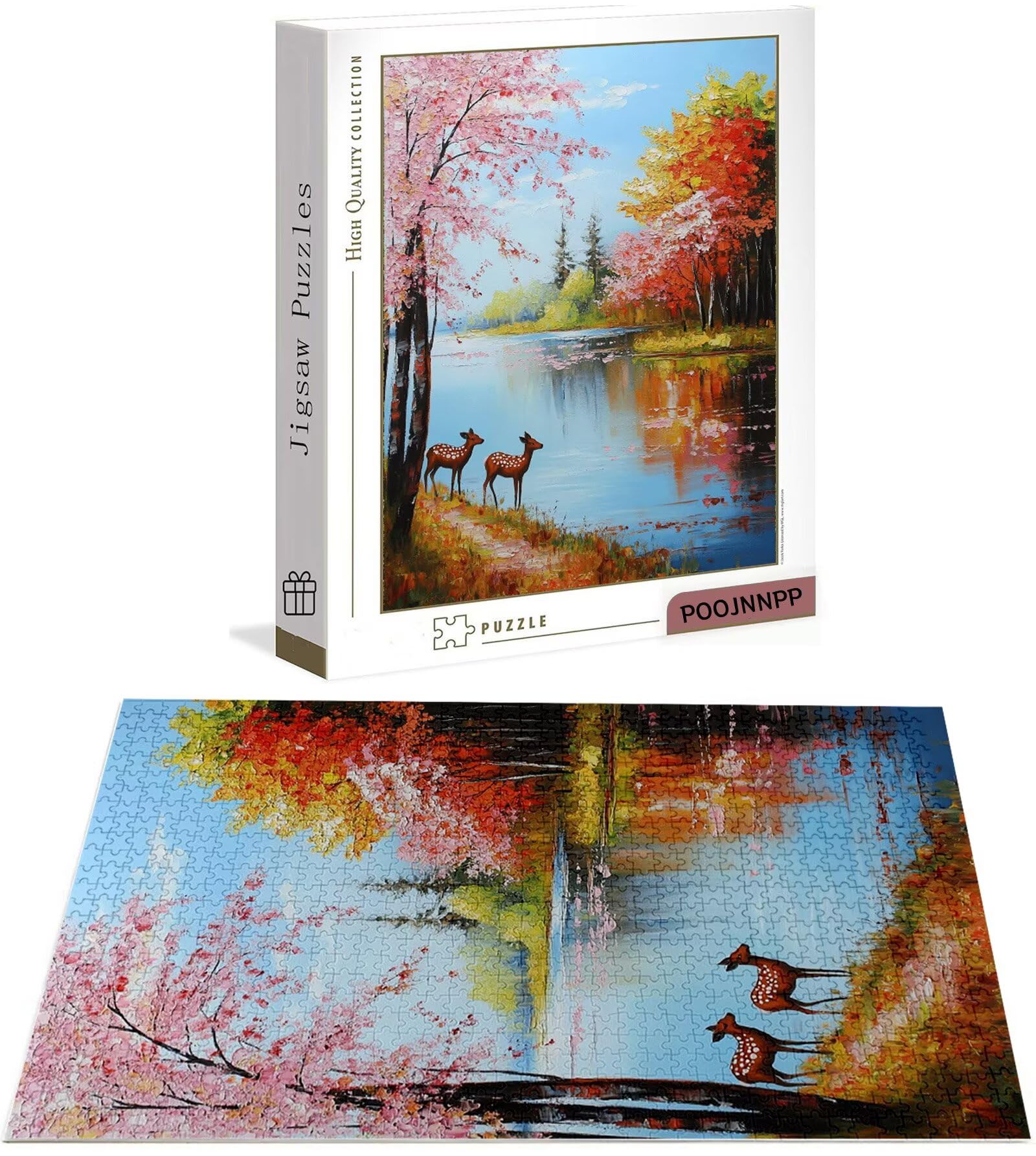 Puzzle 2000 Pezzi per Adulti, Puzzle Cervo in Legno per Adulti, Puzzles Paesaggio Impegnativi, Giochi Educativo per Famiglie, Rompecapo con Scatola per Decorazioni Casa, Donna Regalo di Natale B-7151