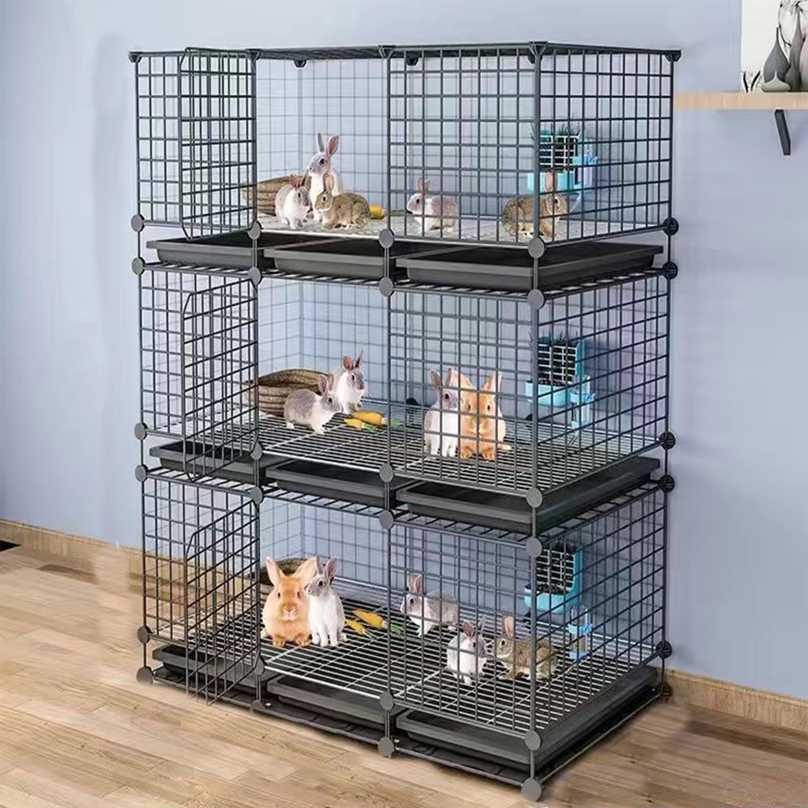 Amazon.co.jp: 特大兎ケージ脱走防止 ペット簡単組み立てうさぎ用