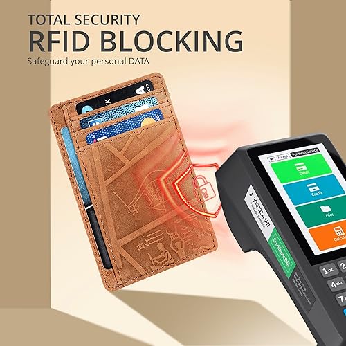 Vista 120 de Oak Leathers Leather Slim Minimalist Wallet for Men & Women RFID Front Pocket Leather Card Holder Wallets