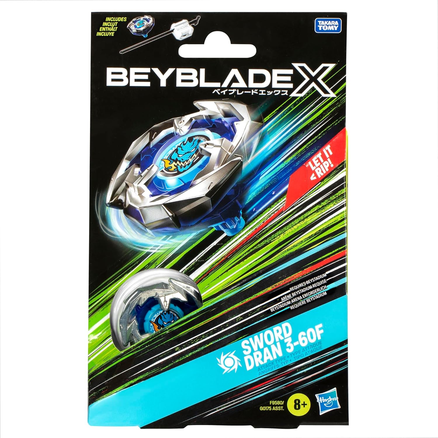 Beyblade X, Starter Pack Sword Dran 3-60F with Competition Spinner, Launcher, Toys for Children from 8 Years, for Boys and Girls