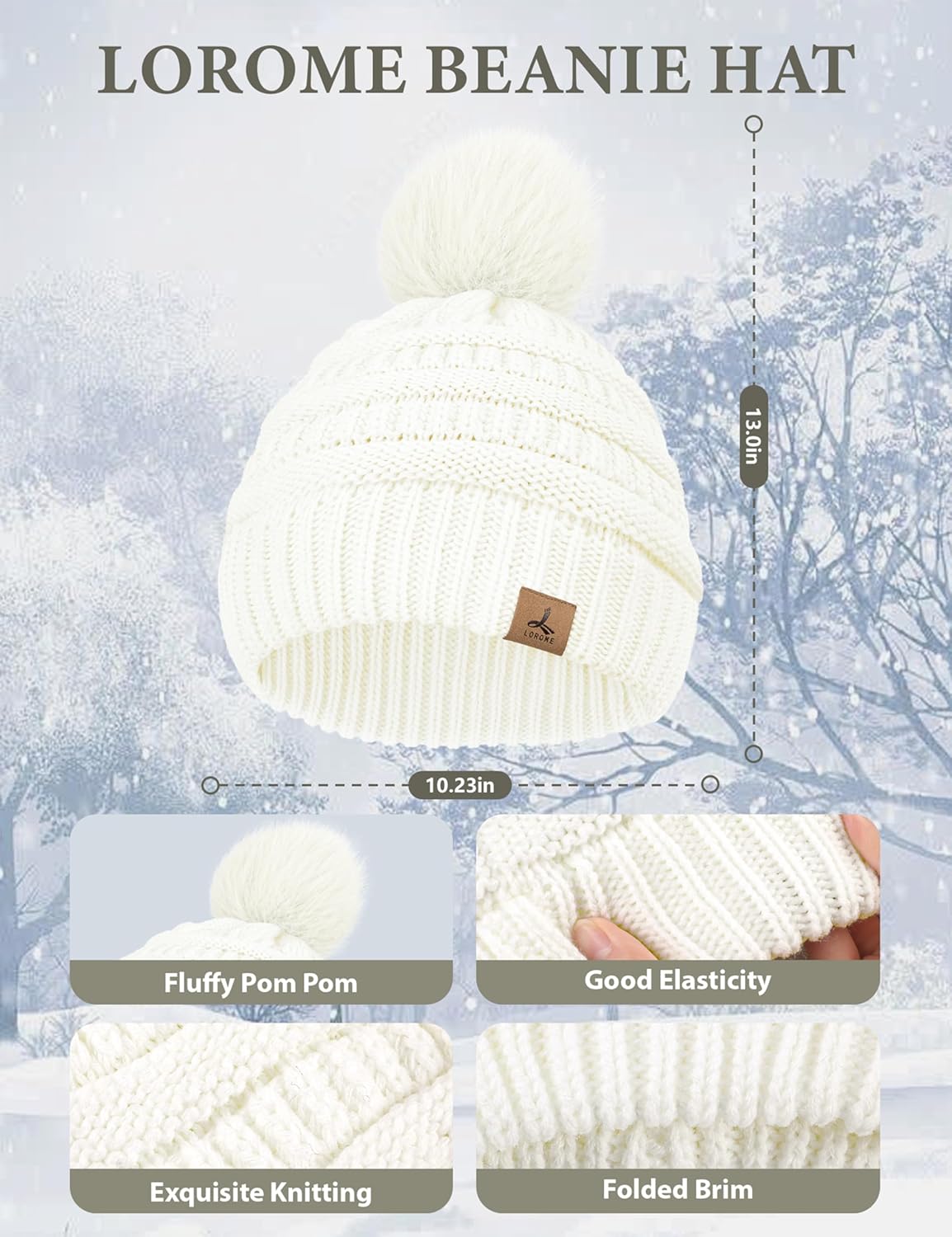 Winter Hat Scarf Gloves and Ear Warmer, Warm Knit Beanie Hat Touch Screen Gloves Set Winter Gifts Neck Scarves for Women