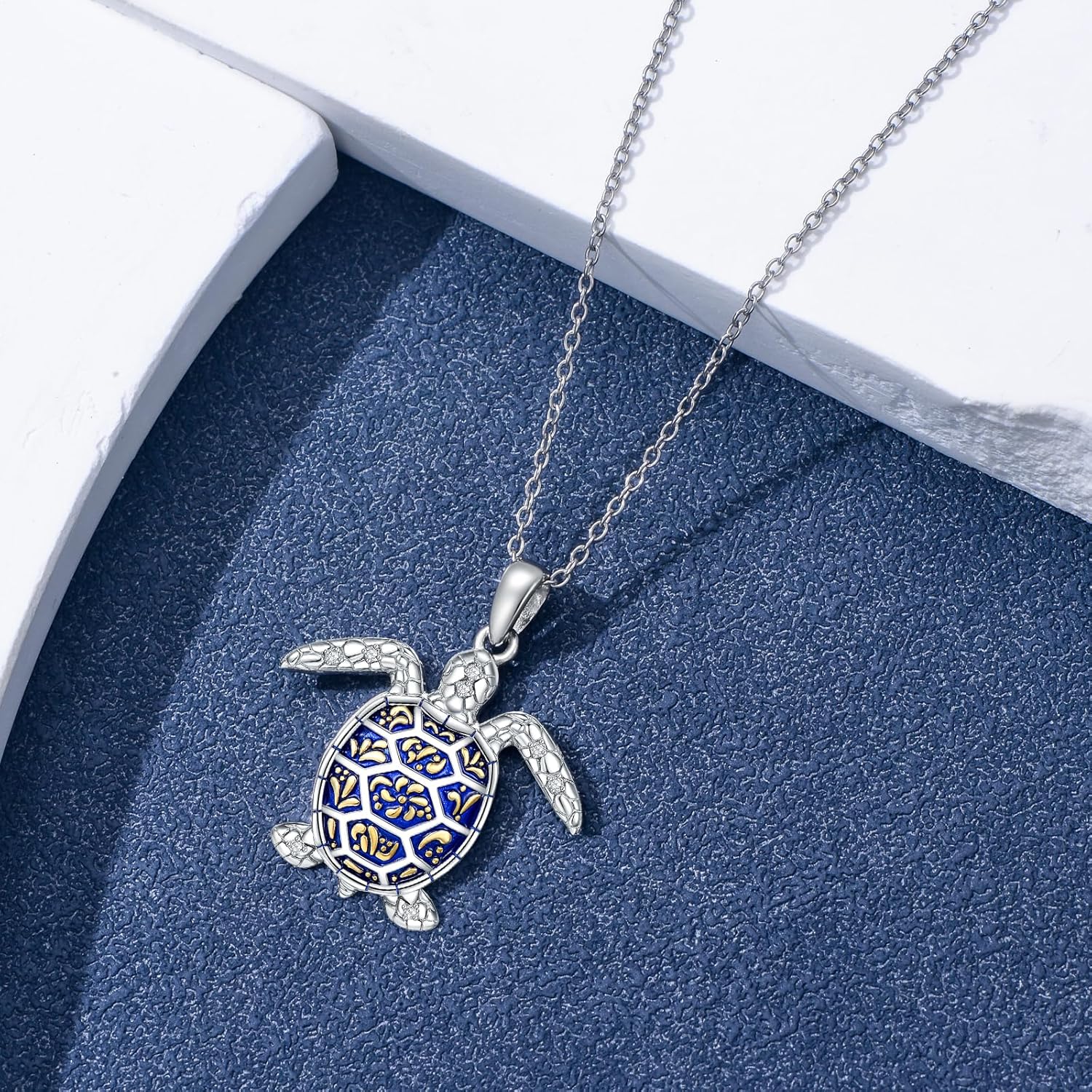 Diamond Turtle Necklace for Women 925 Sterling Silver Turtle Pendant Necklace Jewelry Gift for Women Wife - Image 3