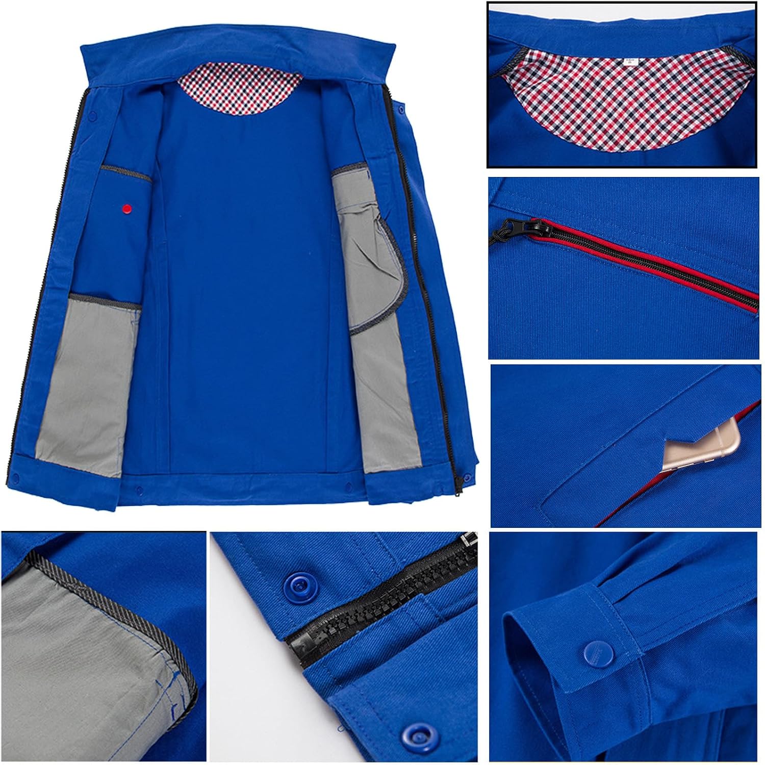 Unisex Long Sleeve Work Coverall Workwear Men's Overalls Top & Pants Set Cotton Uniforms