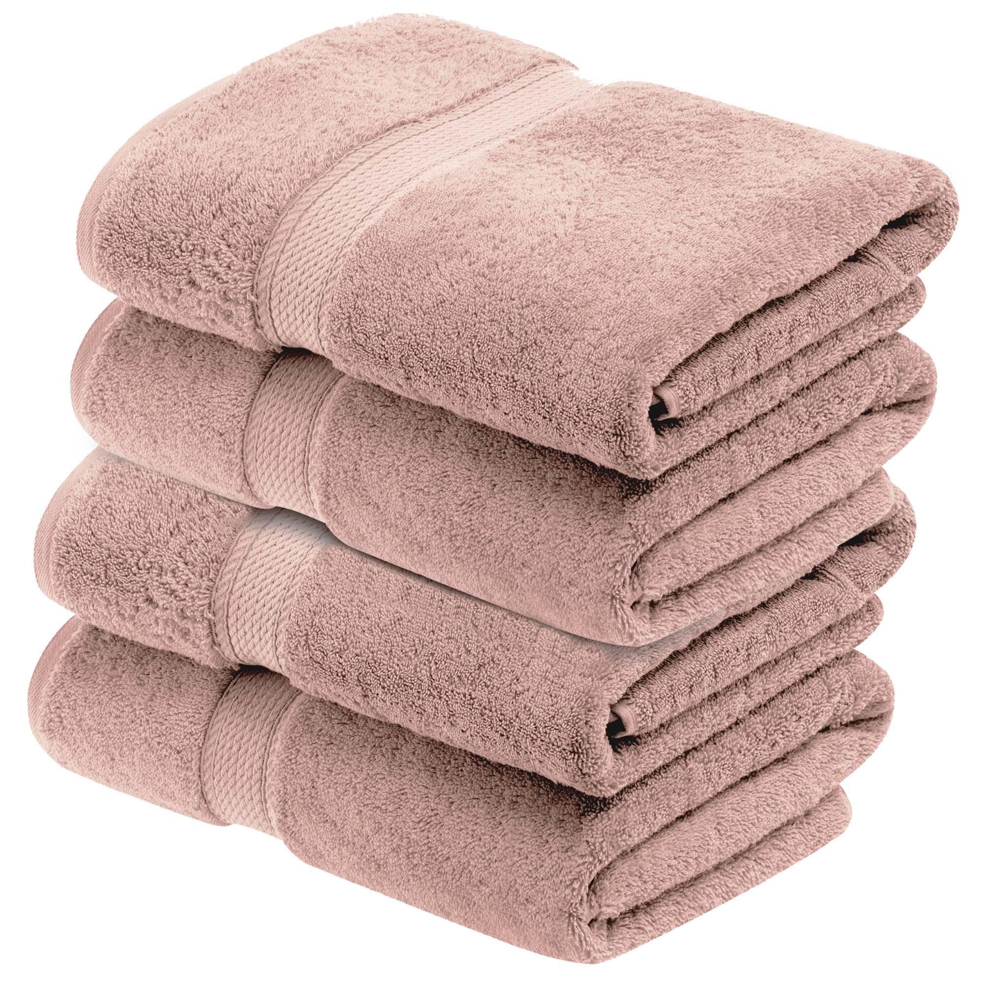 Lot de 4 draps de bain en coton égyptien épais et pelucheux - Mauve