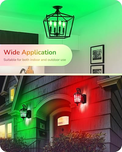 Miniatura 7 de EDISHINE Bombilla de luz roja y verde regulable, equivalente a 5 W a 60 W, bombilla de filamento LED C35, enchufe E12, bombilla Edison de vidrio