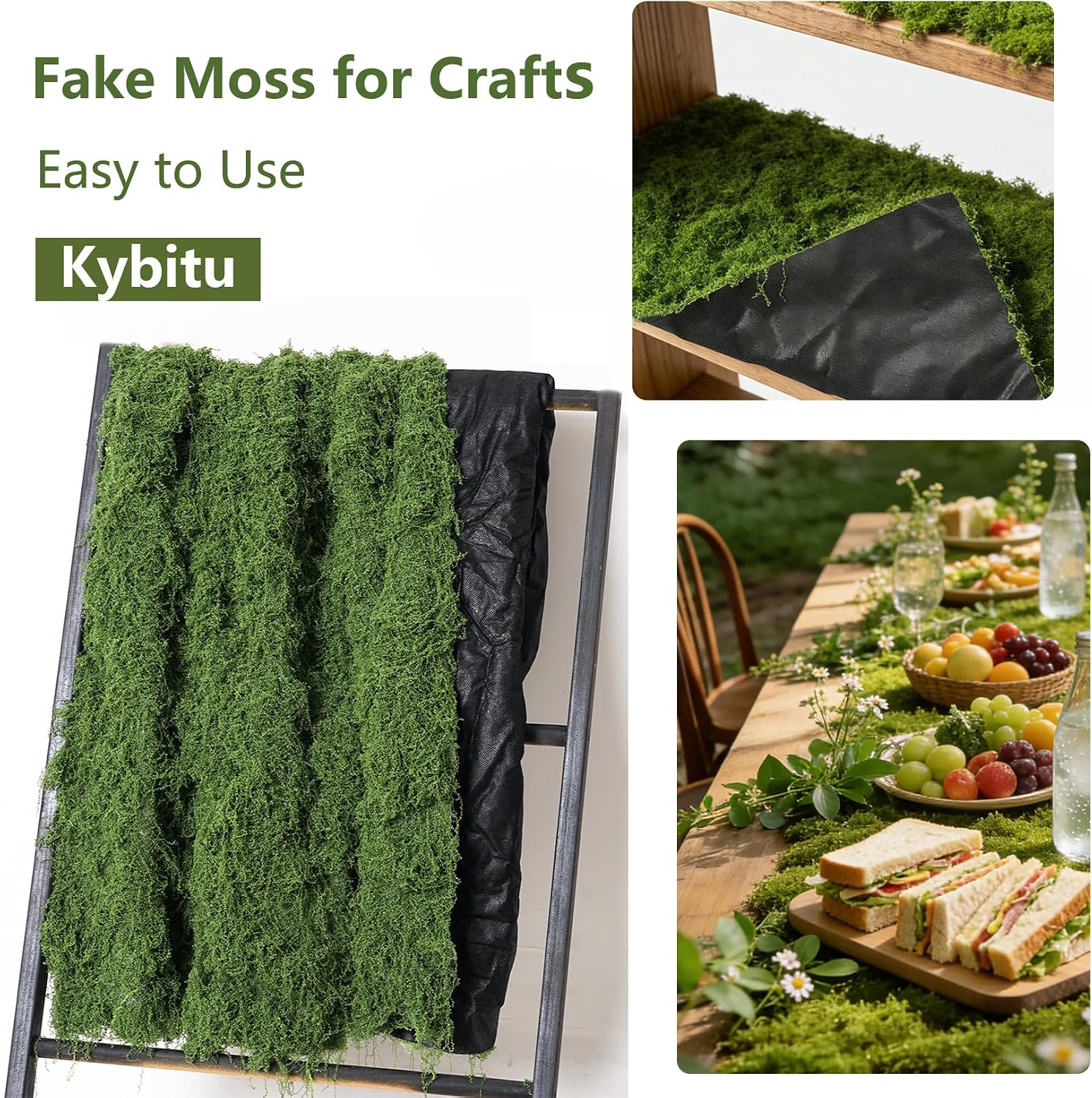 Fake Moss for Crafts 39.37 x 39.37 inch, Artificial Moss Mat for Plants Indoor Faux Green Moss for Decorating DIY Crafts Table Centerpieces Fairy Garden Floral Wedding, Party