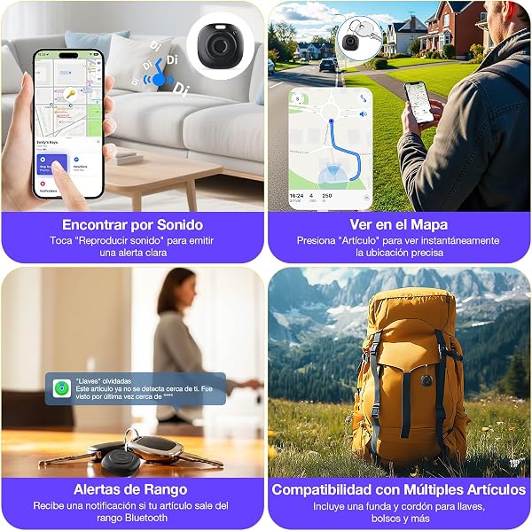 PcEoTllar Rastreador Inteligente Bluetooth Localizador de Objetos, Compatible con Apple Find My (Solo iOS), para Llaves, Equipajes, Maletas, Carteras, Bolsos, Bicicletas (2 Unidad) - 2
