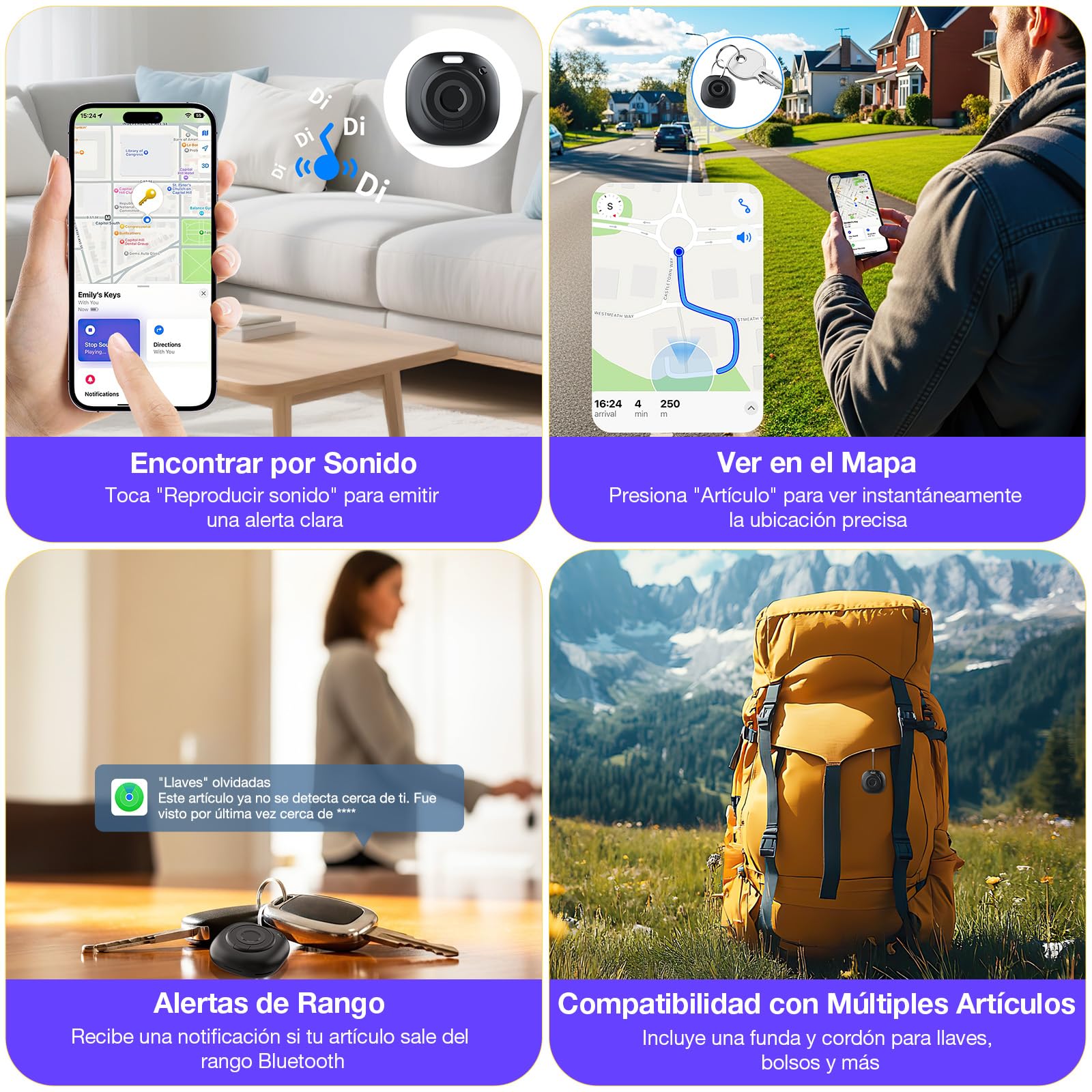PcEoTllar Rastreador Inteligente Bluetooth Localizador de Objetos, Compatible con Apple Find My (Solo iOS), para Llaves, Equipajes, Maletas, Carteras, Bolsos, Bicicletas (2 Unidad) — view 2