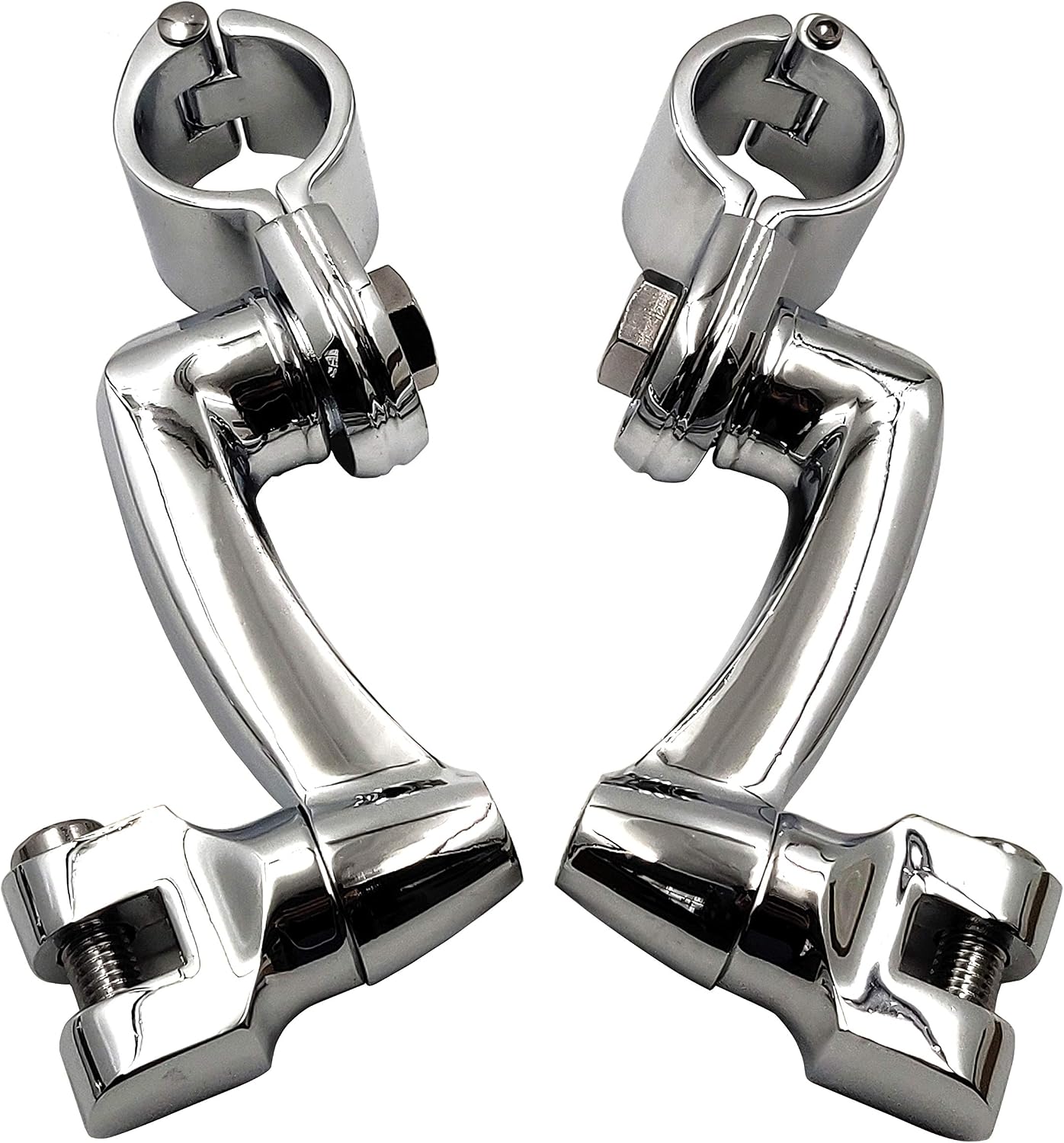 SMT-Chrome 360 Degree Adjustable Highway Peg Mounting Kit Compatible With any Bike Equipped with 1-1/4 inch Front Engine Guard Frame Tube GoldWing VTX1300 Shadow Valkyrie Triumph [B01AVH3MTM]