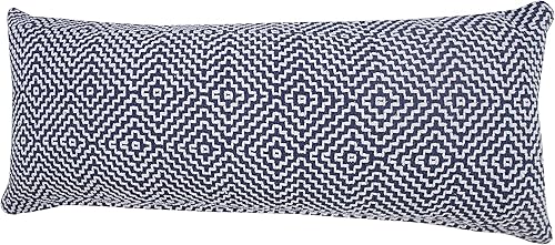 Miniatura 3 de LR Home Diamond Delight - Almohada lumbar geométrica, color azul y blanco