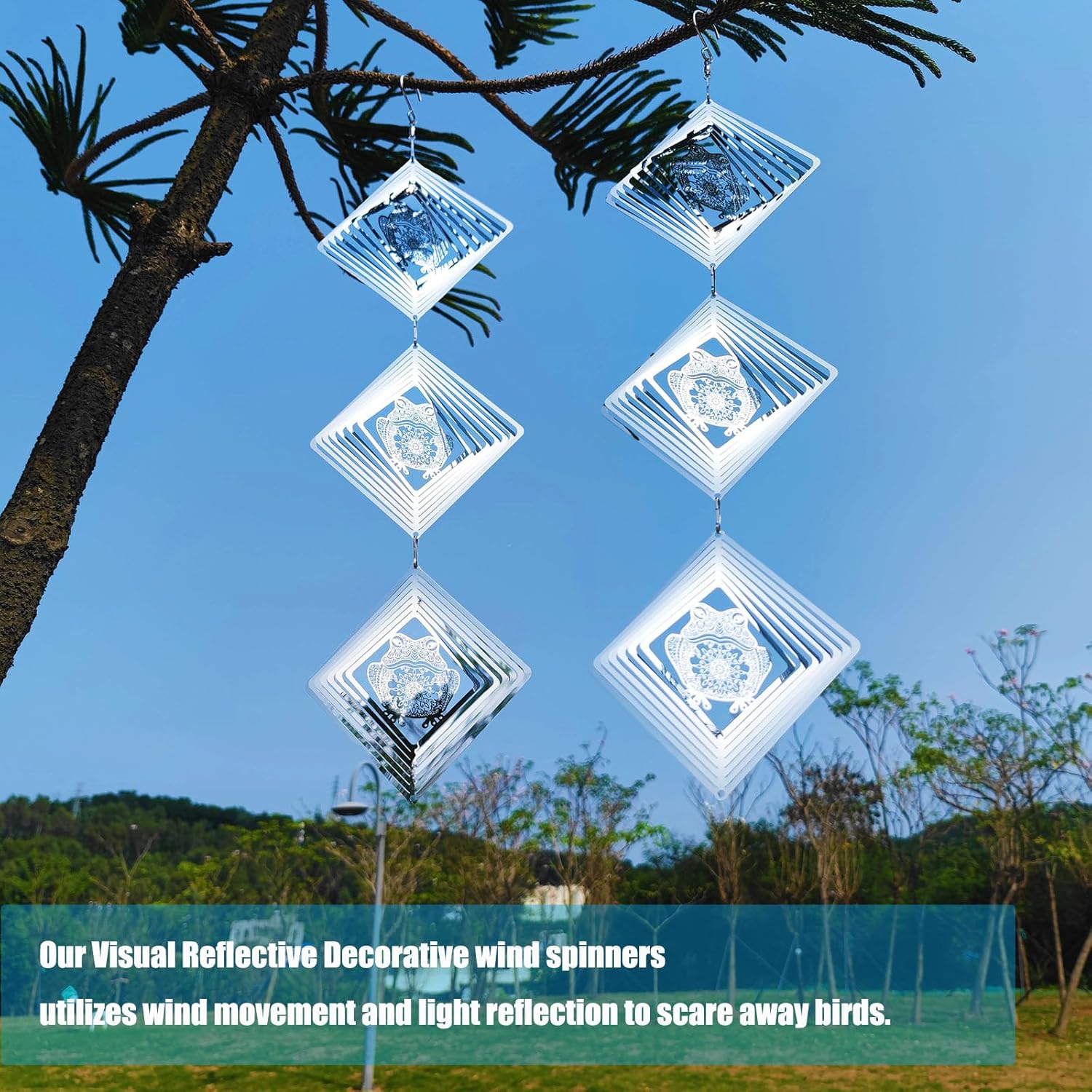 Bird Deterrents for Outside, Reflective Stainless Steel Bird Scare, Frog Wind Spinners outdoor Garden Decor, Bird Scare Devices to Keep Woodpeckers, Pigeons Away from Your House, Patio, Orchards