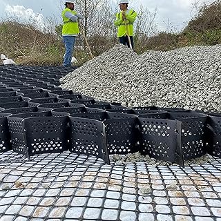 Biaxial Geogrid, Heavy Duty Ground Grid for Driveway Landscaping, Geocell Soil Stabilizer with Big Drain Hole & Stretch System, Can be Cut (Size : 1x5M/3.3x16.4FT)