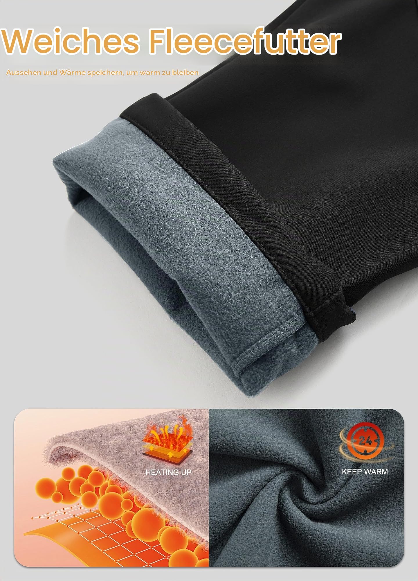 WILLIT Kinder Softshellhose Thermohose Skihose Gefüttert Jungen Mädchen Schneehose Winter Wasserdicht Winddicht Wanderhose mit Taschen Schwarz M