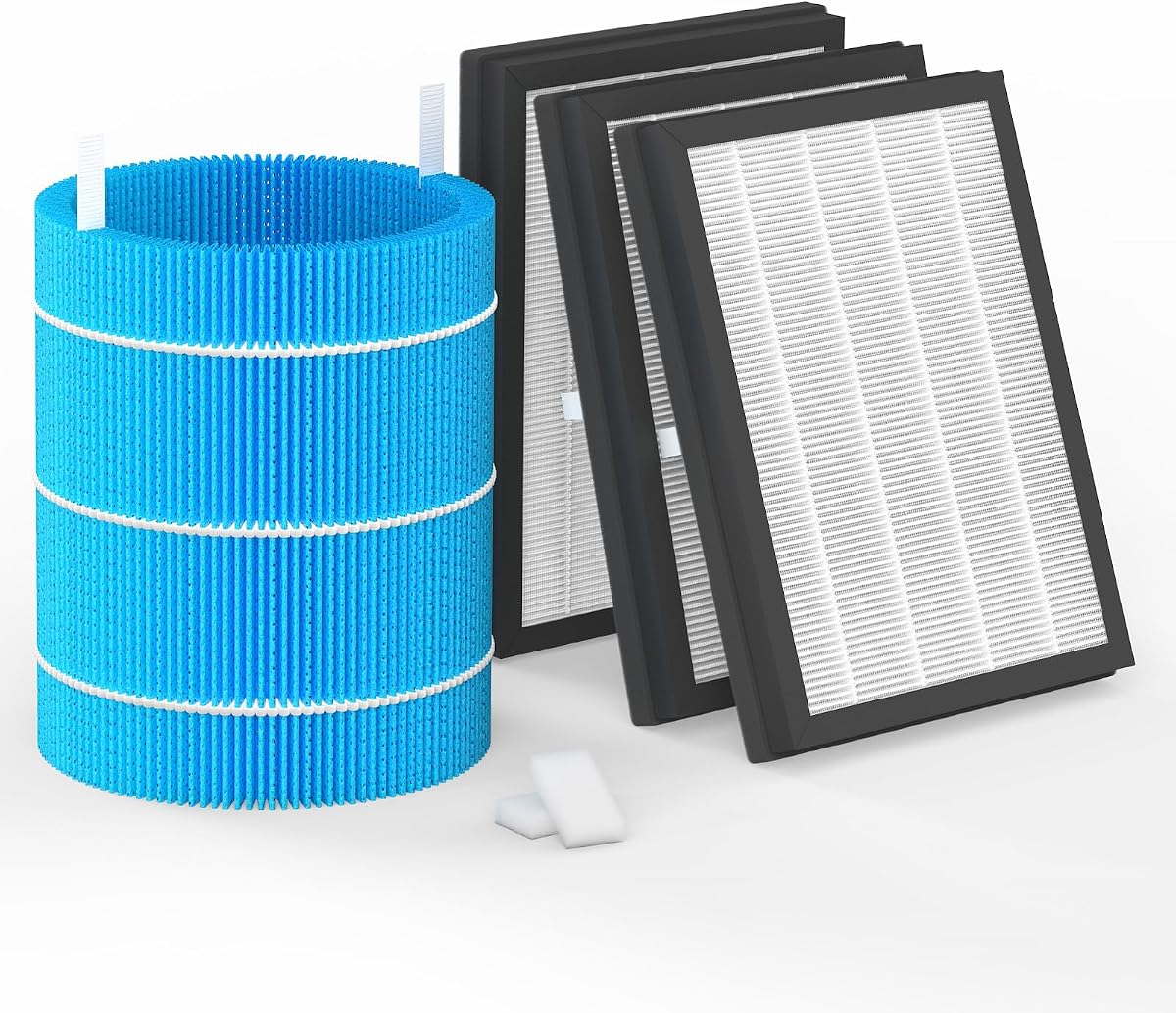 DH3i Replacement Filters for Blueair 2-in-1 Air Purify + Humidify | DH3i True HEPA Filter Captures Pet Fur Dust Pollen, 3 Particle Filters, 1 Wick Filter, 2 Sponge Filters – Washable & Reusable